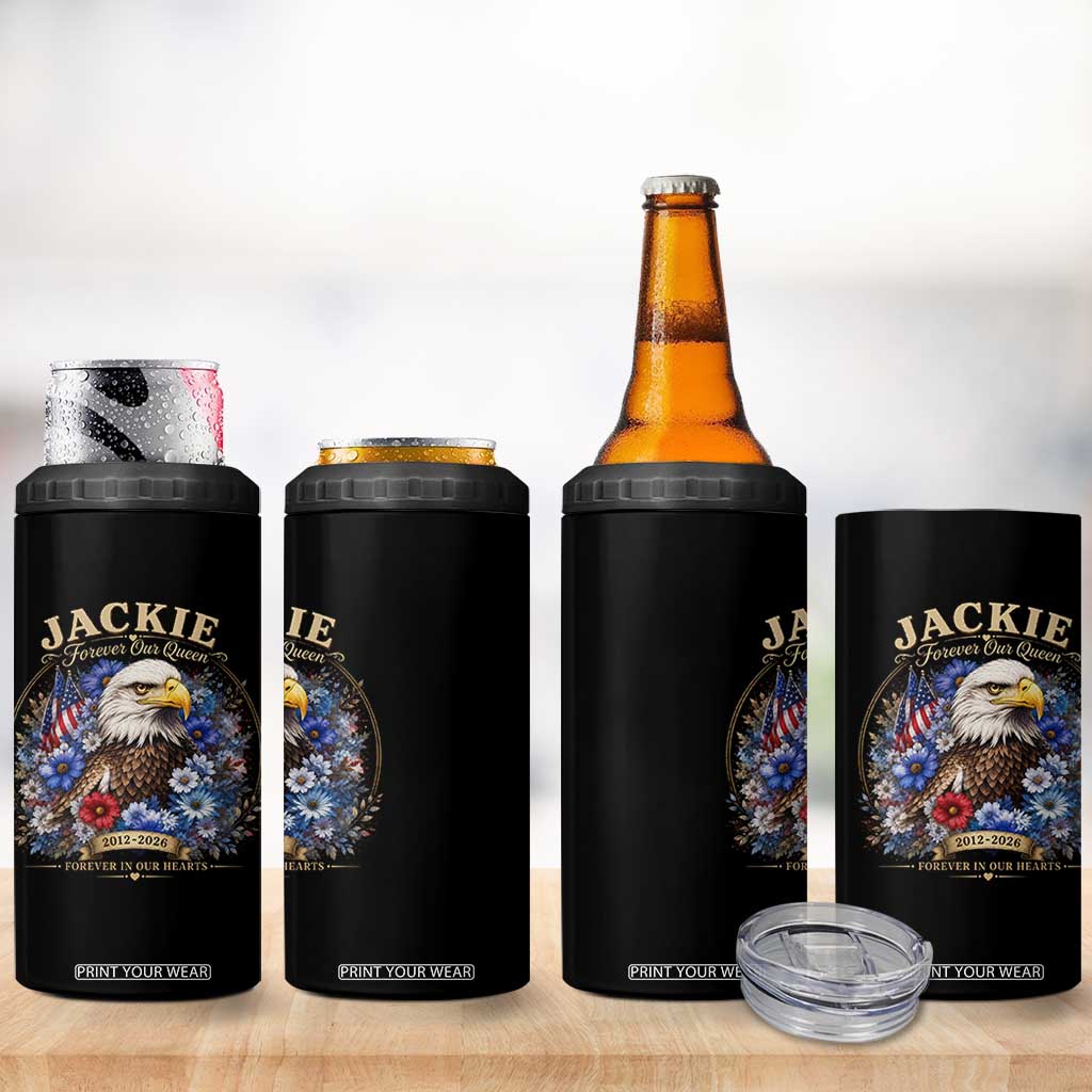 Jackie Bald Eagle 4 in 1 Can Cooler Tumbler Forever Our Queen And In Our Hearts USA Floral TS11 Print Your Wear