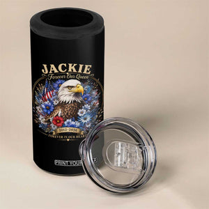 Jackie Bald Eagle 4 in 1 Can Cooler Tumbler Forever Our Queen And In Our Hearts USA Floral TS11 Print Your Wear