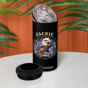 Jackie Bald Eagle 4 in 1 Can Cooler Tumbler Forever Our Queen And In Our Hearts USA Floral TS11 Print Your Wear