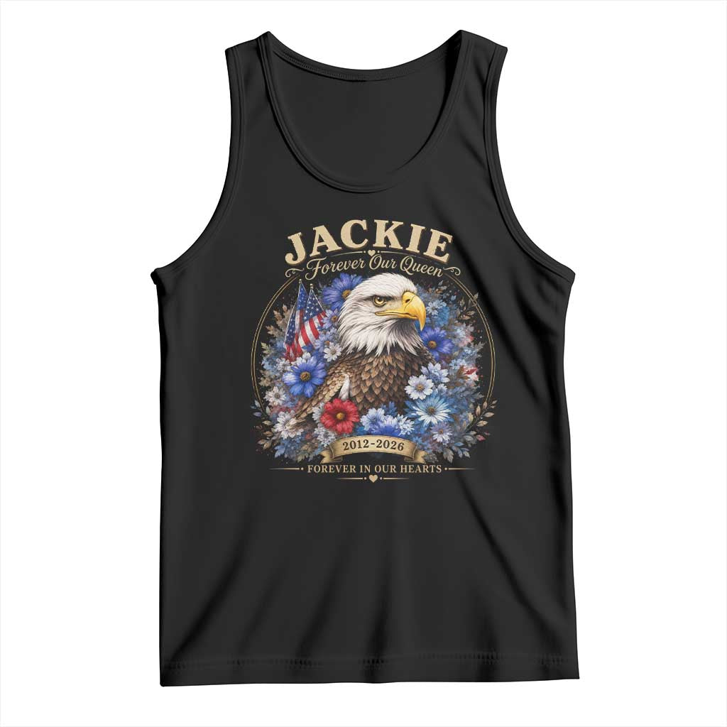 Jackie Bald Eagle Tank Top Forever Our Queen And In Our Hearts USA Floral TS11 Black Print Your Wear