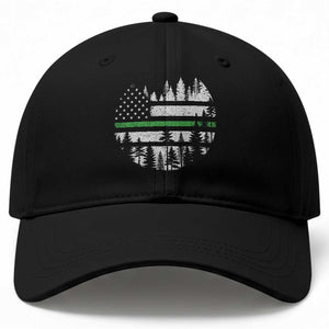Park Ranger Law Enforcement Forest Green Line American Flag Baseball Cap