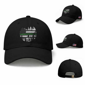 Park Ranger Law Enforcement Forest Green Line American Flag Baseball Cap