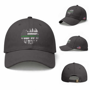 Park Ranger Law Enforcement Forest Green Line American Flag Baseball Cap
