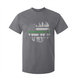 Park Ranger Law Enforcement Forest Green Line American Flag T Shirt For Kid