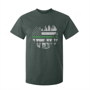 Park Ranger Law Enforcement Forest Green Line American Flag T Shirt For Kid