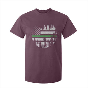 Park Ranger Law Enforcement Forest Green Line American Flag T Shirt For Kid