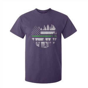 Park Ranger Law Enforcement Forest Green Line American Flag T Shirt For Kid