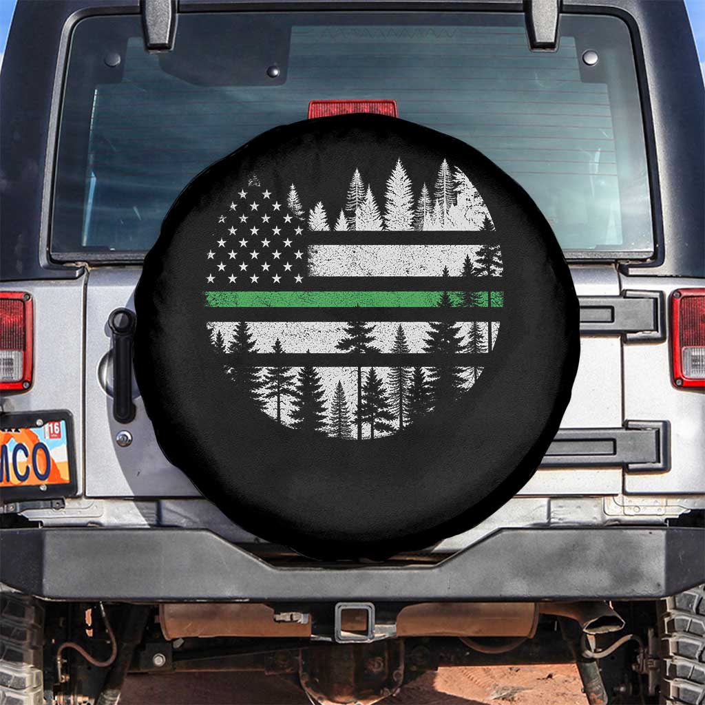 Park Ranger Law Enforcement Forest Green Line American Flag Spare Tire Cover