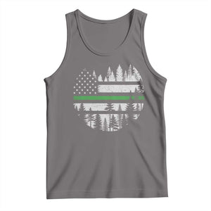 Park Ranger Law Enforcement Forest Green Line American Flag Tank Top