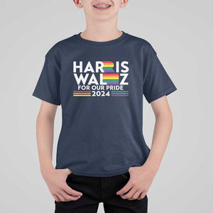 Harris Walz Supporter T Shirt For Kid Harris Walz For Our Pride 2024 LGBTQ Rainbow Flag TS11 Navy Print Your Wear