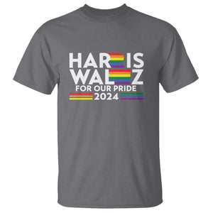 Harris Walz Supporter T Shirt Harris Walz For Our Pride 2024 LGBTQ Rainbow Flag TS11 Charcoal Print Your Wear