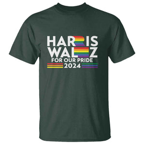 Harris Walz Supporter T Shirt Harris Walz For Our Pride 2024 LGBTQ Rainbow Flag TS11 Dark Forest Green Print Your Wear