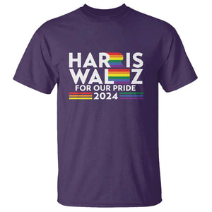 Harris Walz Supporter T Shirt Harris Walz For Our Pride 2024 LGBTQ Rainbow Flag TS11 Purple Print Your Wear