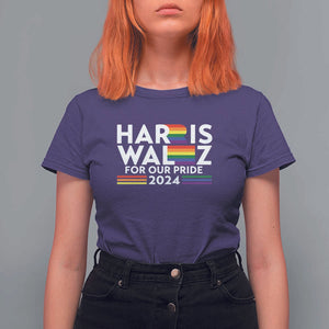 Harris Walz Supporter T Shirt For Women Harris Walz For Our Pride 2024 LGBTQ Rainbow Flag TS11 Purple Print Your Wear