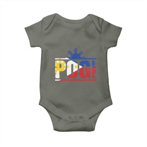 Pogi Filipino Slang Filipino Flag Pinoy Sun And Star Baby Onesie TS11 Military Green Print Your Wear