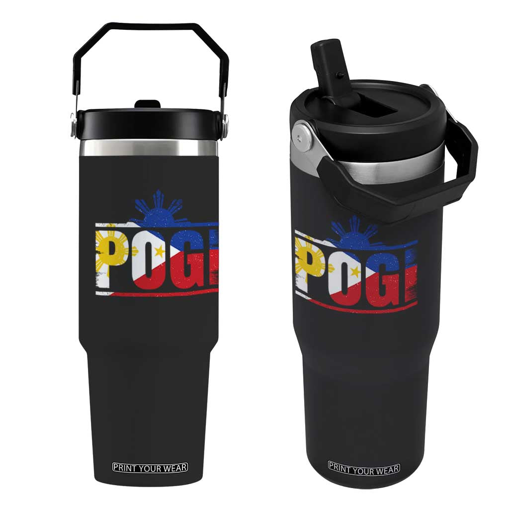 Pogi Filipino Slang Filipino Flag Pinoy Sun And Star Flip Straw Tumbler TS11 One Size: 30 oz Black Print Your Wear