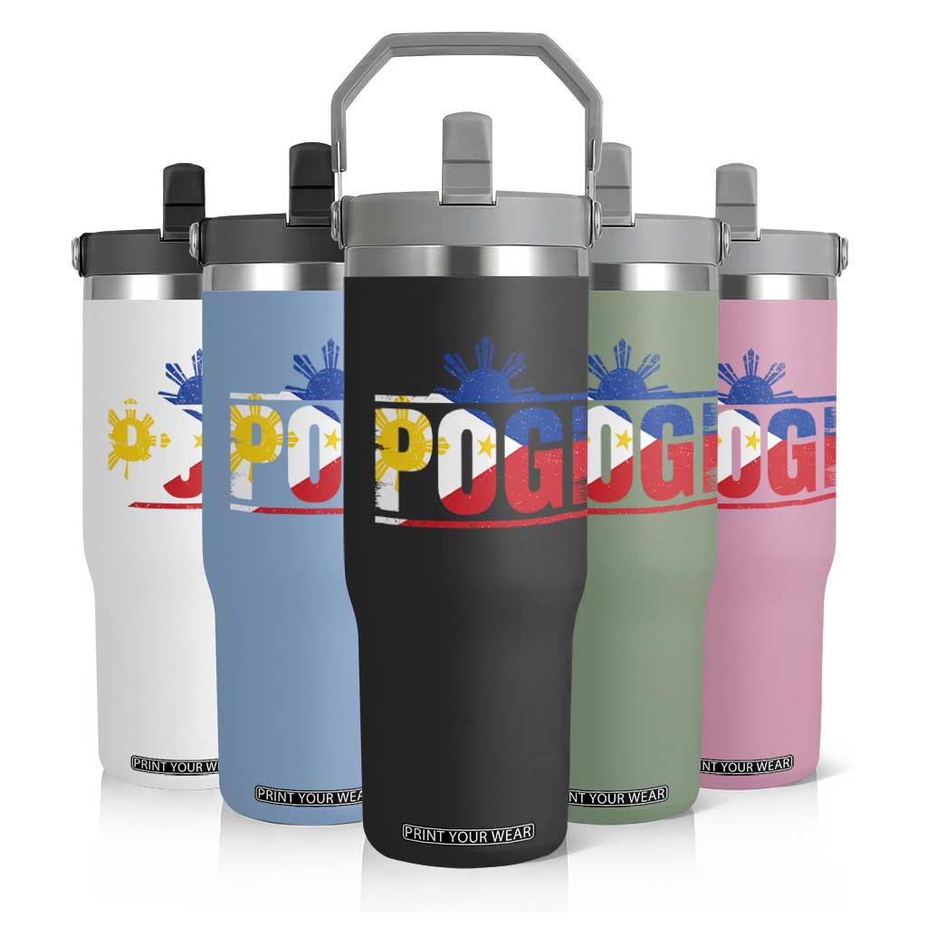 Pogi Filipino Slang Filipino Flag Pinoy Sun And Star Flip Straw Tumbler TS11 Print Your Wear