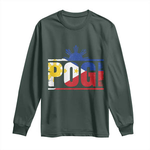 Pogi Filipino Slang Filipino Flag Pinoy Sun And Star Long Sleeve Shirt TS11 Dark Forest Green Print Your Wear