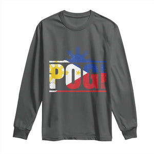 Pogi Filipino Slang Filipino Flag Pinoy Sun And Star Long Sleeve Shirt TS11 Dark Heather Print Your Wear