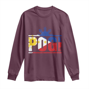 Pogi Filipino Slang Filipino Flag Pinoy Sun And Star Long Sleeve Shirt TS11 Maroon Print Your Wear