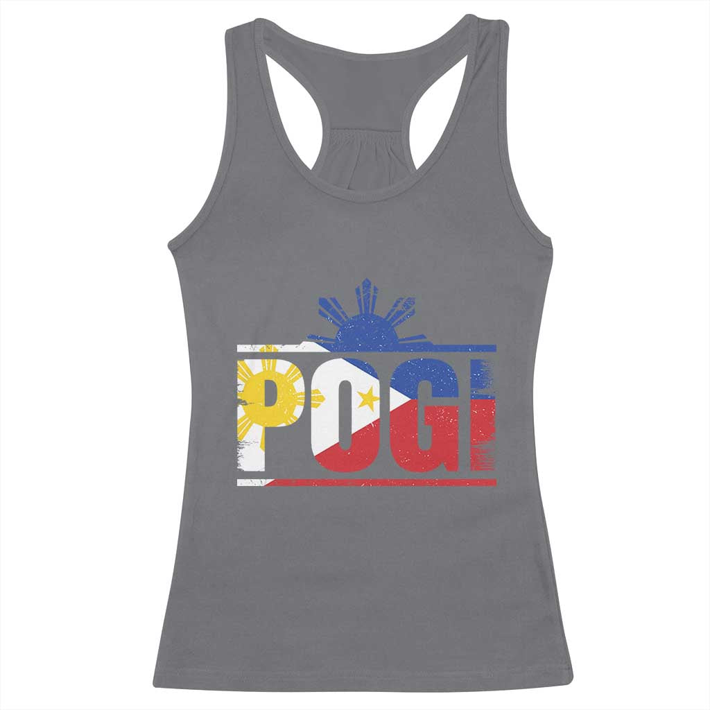 Pogi Filipino Slang Filipino Flag Pinoy Sun And Star Racerback Tank Top TS11 Charcoal Print Your Wear