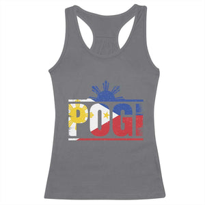 Pogi Filipino Slang Filipino Flag Pinoy Sun And Star Racerback Tank Top TS11 Charcoal Print Your Wear