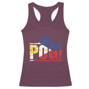 Pogi Filipino Slang Filipino Flag Pinoy Sun And Star Racerback Tank Top TS11 Maroon Print Your Wear