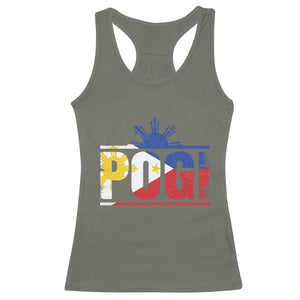Pogi Filipino Slang Filipino Flag Pinoy Sun And Star Racerback Tank Top TS11 Military Green Print Your Wear