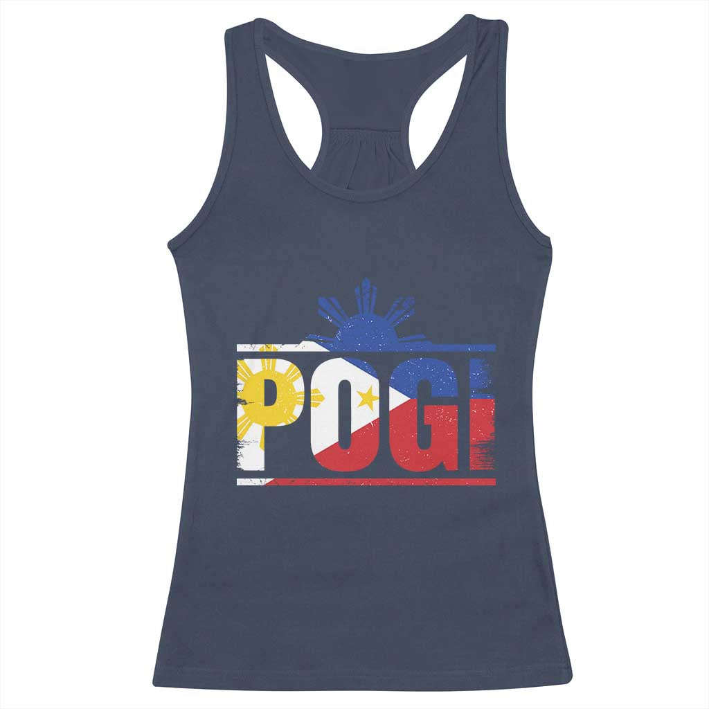 Pogi Filipino Slang Filipino Flag Pinoy Sun And Star Racerback Tank Top TS11 Navy Print Your Wear