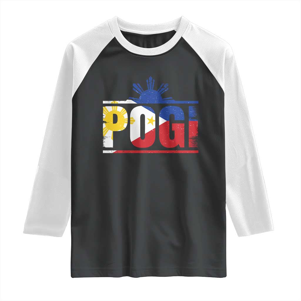 Pogi Filipino Slang Filipino Flag Pinoy Sun And Star Raglan Shirt TS11 Black White Print Your Wear