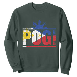 Pogi Filipino Slang Filipino Flag Pinoy Sun And Star Sweatshirt TS11 Dark Forest Green Print Your Wear