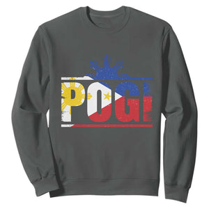 Pogi Filipino Slang Filipino Flag Pinoy Sun And Star Sweatshirt TS11 Dark Heather Print Your Wear