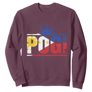 Pogi Filipino Slang Filipino Flag Pinoy Sun And Star Sweatshirt TS11 Maroon Print Your Wear