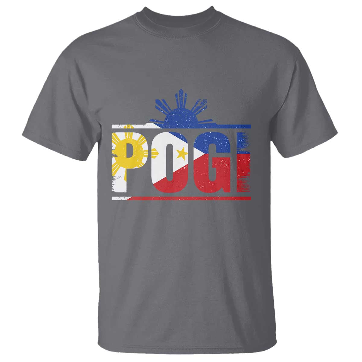 Pogi Filipino Slang Filipino Flag Pinoy Sun And Star T Shirt TS11 Charcoal Print Your Wear
