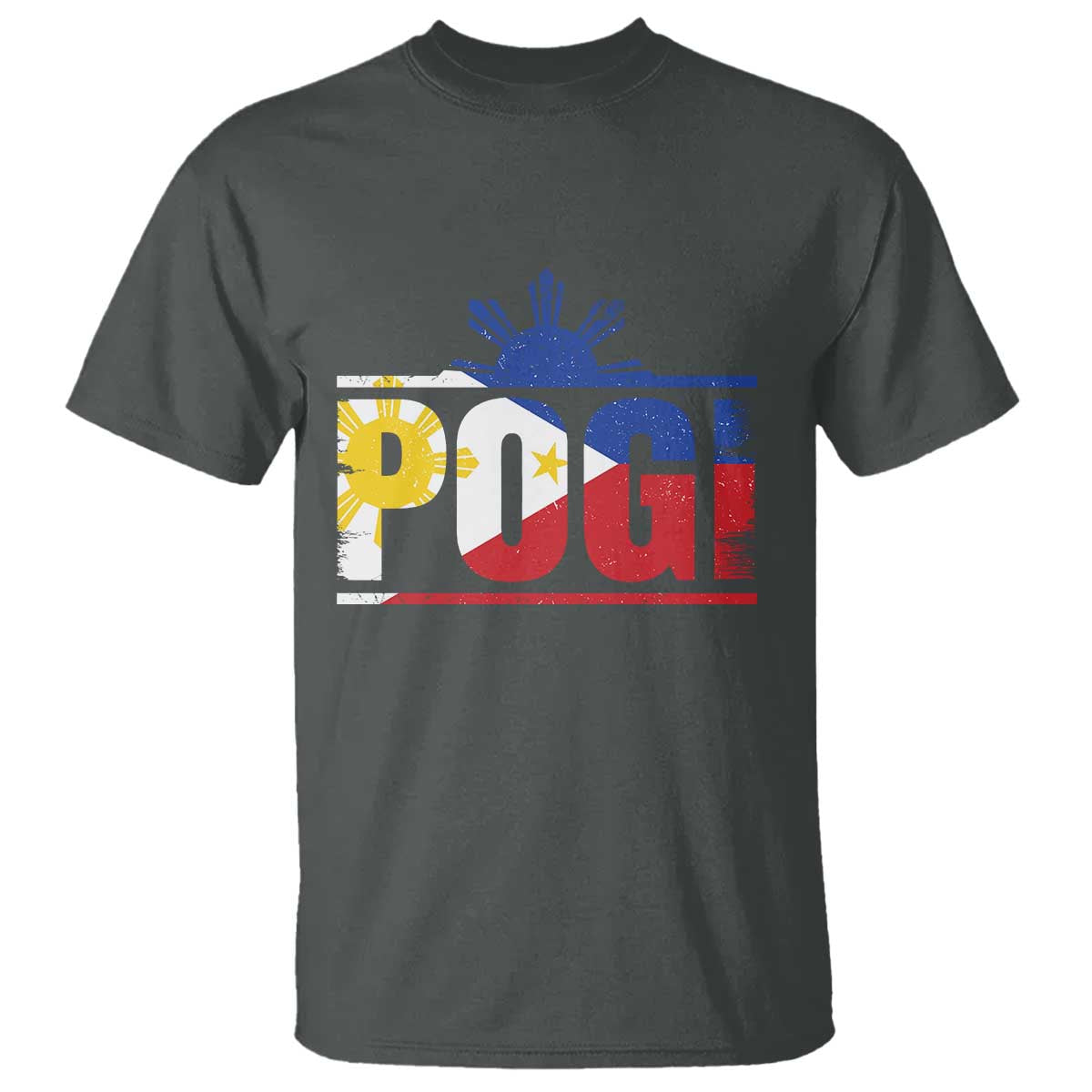 Pogi Filipino Slang Filipino Flag Pinoy Sun And Star T Shirt TS11 Dark Heather Print Your Wear