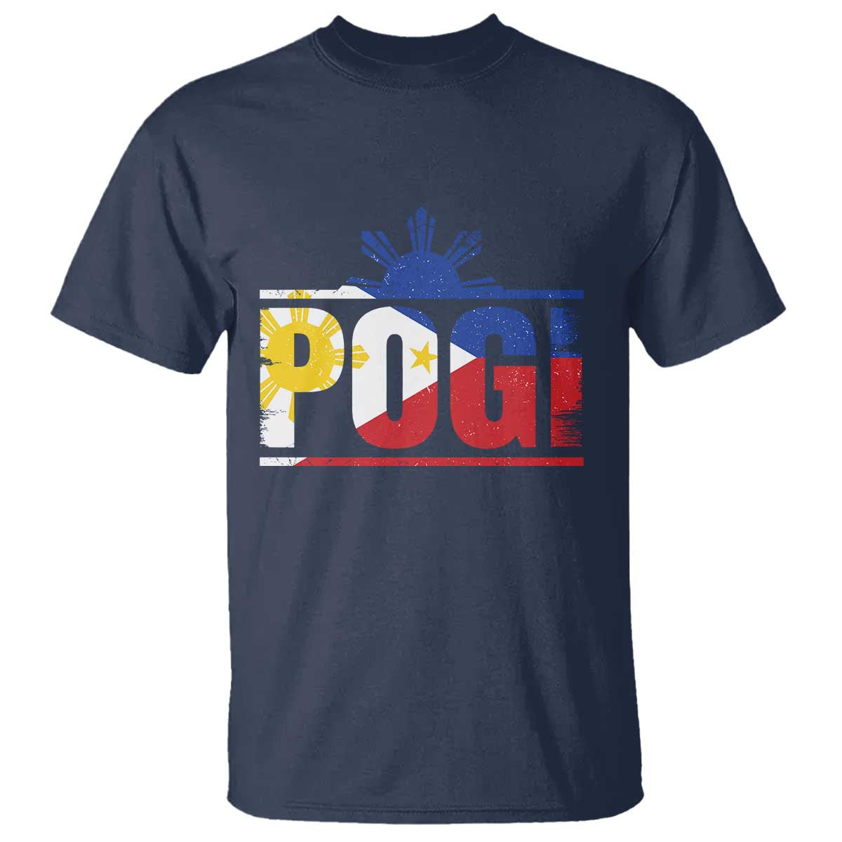 Pogi Filipino Slang Filipino Flag Pinoy Sun And Star T Shirt TS11 Navy Print Your Wear