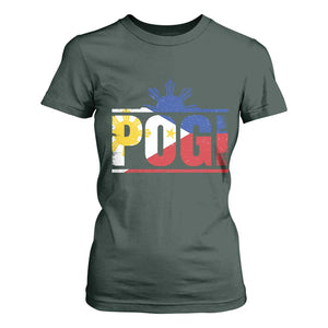 Pogi Filipino Slang Filipino Flag Pinoy Sun And Star T Shirt For Women TS11 Dark Forest Green Print Your Wear