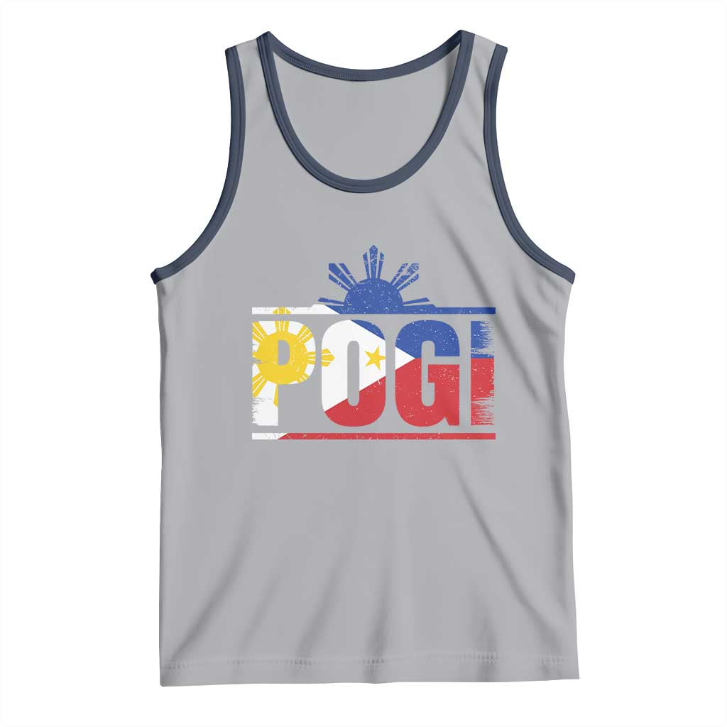 Pogi Filipino Slang Filipino Flag Pinoy Sun And Star Tank Top TS11 Athletic Heather Navy Print Your Wear