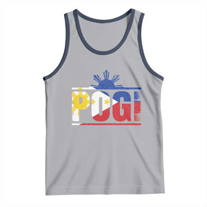 Pogi Filipino Slang Filipino Flag Pinoy Sun And Star Tank Top TS11 Athletic Heather Navy Print Your Wear