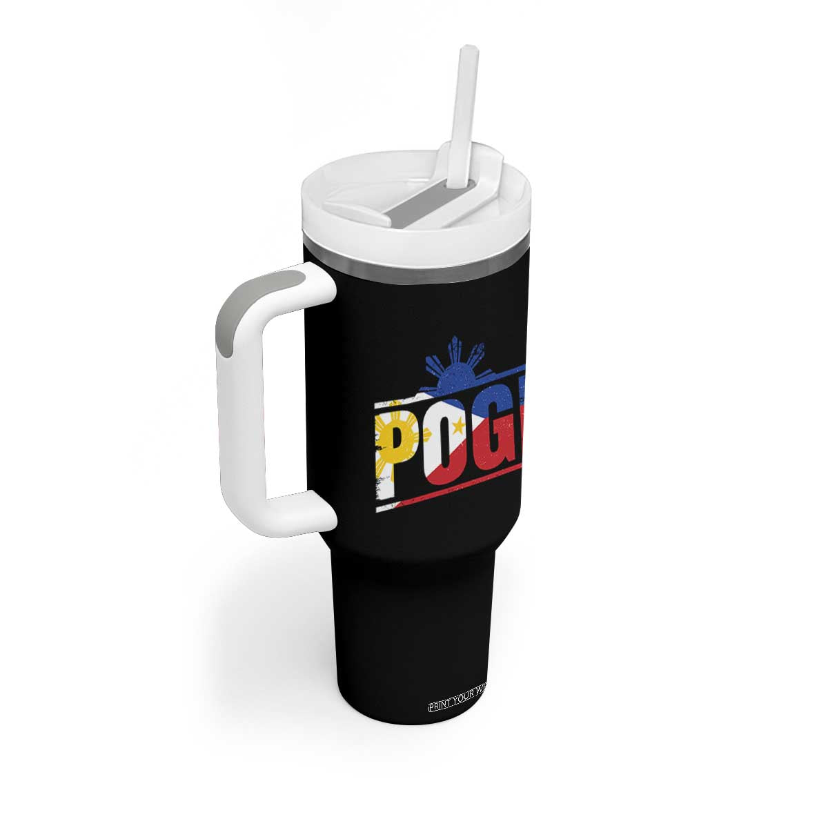 Pogi Filipino Slang Filipino Flag Pinoy Sun And Star Tumbler With Handle TS11 Print Your Wear