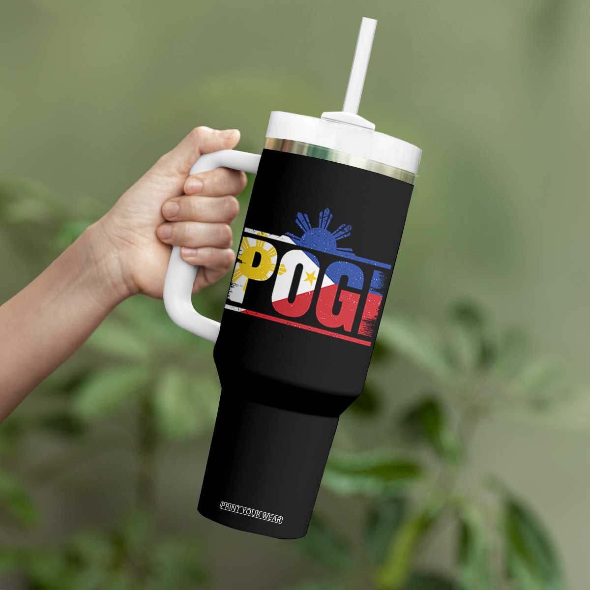 Pogi Filipino Slang Filipino Flag Pinoy Sun And Star Tumbler With Handle TS11 Print Your Wear