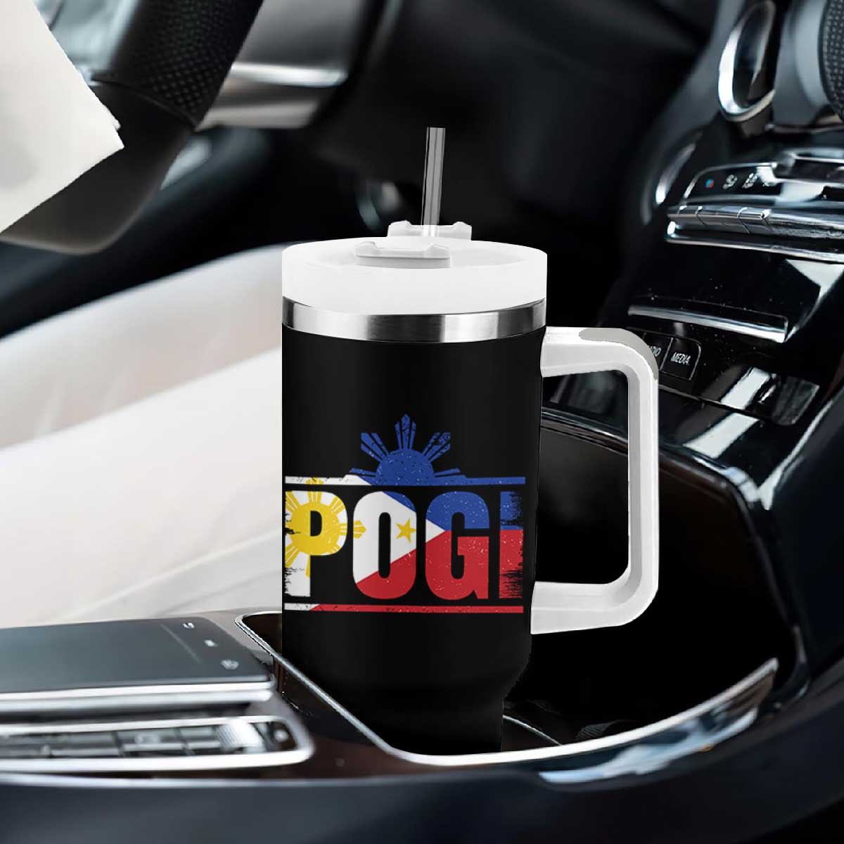 Pogi Filipino Slang Filipino Flag Pinoy Sun And Star Tumbler With Handle TS11 Print Your Wear