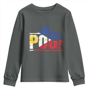 Pogi Filipino Slang Filipino Flag Pinoy Sun And Star Youth Sweatshirt TS11 Dark Heather Print Your Wear