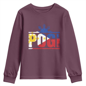 Pogi Filipino Slang Filipino Flag Pinoy Sun And Star Youth Sweatshirt TS11 Maroon Print Your Wear