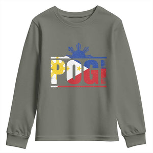 Pogi Filipino Slang Filipino Flag Pinoy Sun And Star Youth Sweatshirt TS11 Military Green Print Your Wear