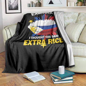 Funny Philippines Throw Blanket Exercise I Thought You Said Extra Rice - Print Your Wear