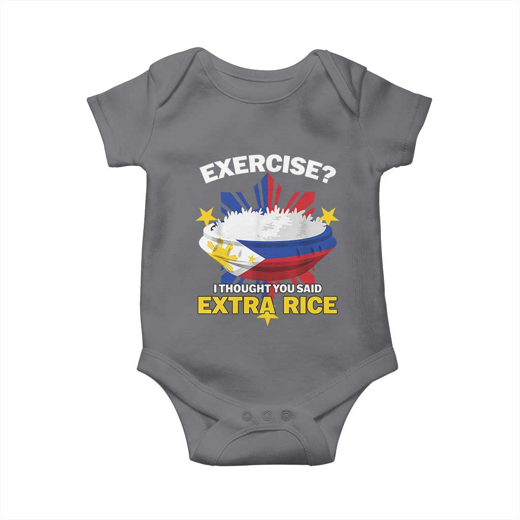 Funny Philippines Baby Onesie Exercise I Thought You Said Extra Rice TS11 Charcoal Print Your Wear