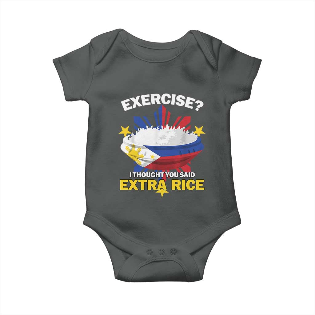 Funny Philippines Baby Onesie Exercise I Thought You Said Extra Rice TS11 Dark Heather Print Your Wear