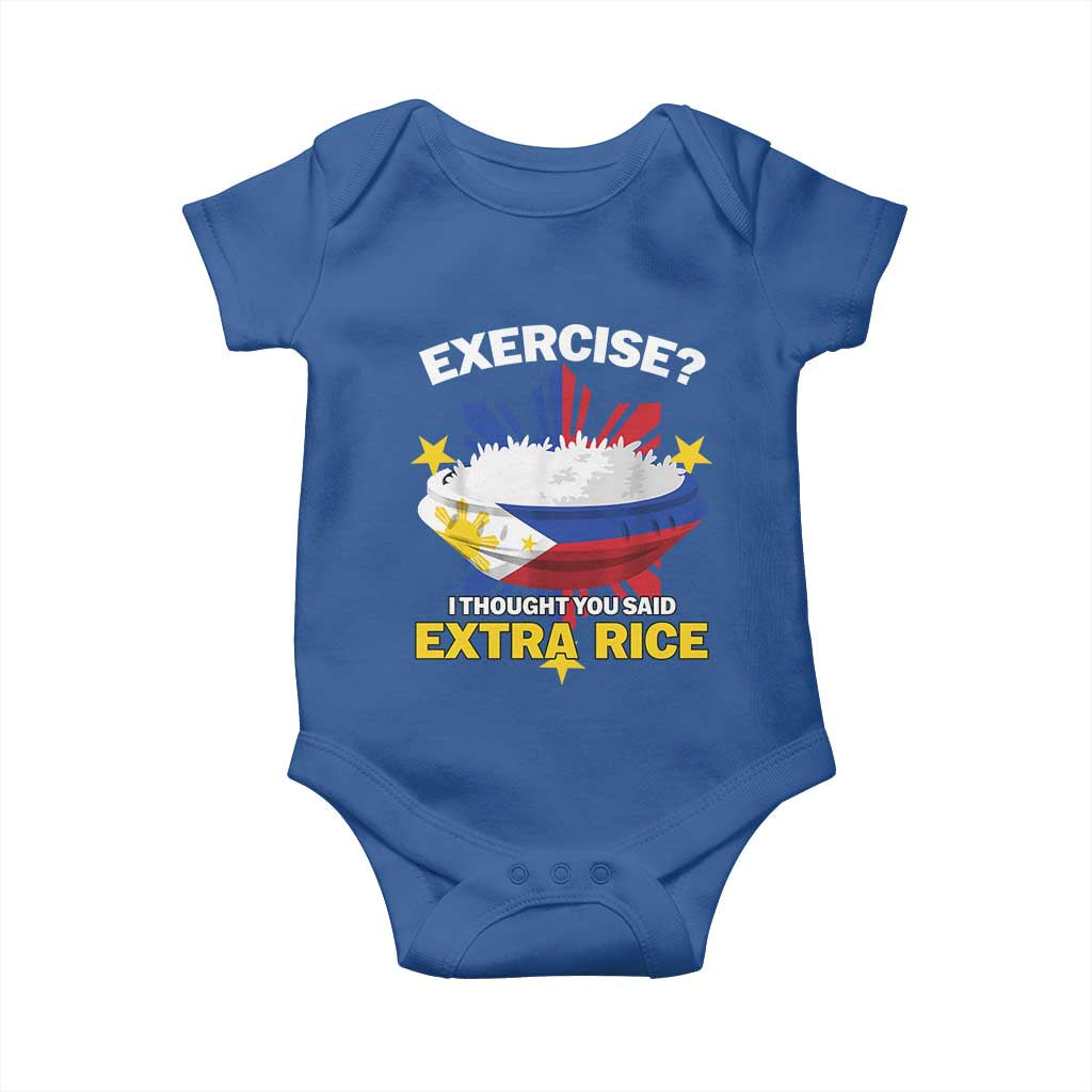 Funny Philippines Baby Onesie Exercise I Thought You Said Extra Rice TS11 Royal Blue Print Your Wear