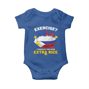 Funny Philippines Baby Onesie Exercise I Thought You Said Extra Rice TS11 Royal Blue Print Your Wear